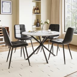 Dining Table and Chairs Set of 4, Folding Round Kitchen Table With Chairs for Dining Room,Kitchen