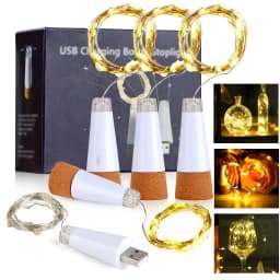 5-pack 2m Cork Bottle Fairy Lights USB Rechargeable Christmas Garland String Lights for Bedroom Room Home Wedding Party Decor
