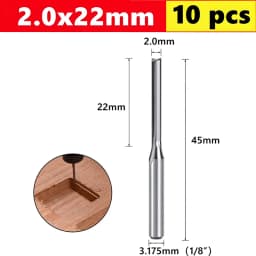 10pcs Carbide End Mill  3.175mm （1/8）Shank 2 Flute Straight Slot Milling Cutter MDF Plastic Wood Cutter CNC Machine Router Bit