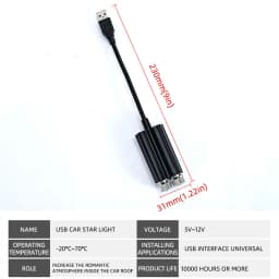 1pcs Car Interior Lights Roof Star Light USB LED Starry Atmosphere Projector Decoration Night Party Decor Galaxy Light