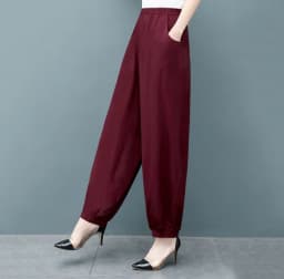 Cotton Silk Pants Women New Spring Summer Elastic High Waist Harem Pants Fashion Printed Casual Wide Leg Pants Female Trousers