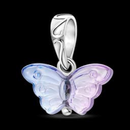 Silver Plated Purple Charms Flower Butterfly Dangle Charm Beads Fit Original Bracelet Diy Pendants