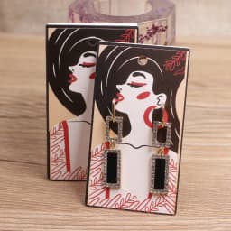 50Pcs 5x9cm White Paper Print Girl Pattern Earring Card Glasses /Brown Face Girl People Jewelry Display Packaging Cards Tags