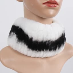 Women's Winter Warm Genuine Fur Hat Scarf Set Real Rex Rabbit Fur Cap with Silver Fox Scarves 2-Piece Natural Fashion Accessory