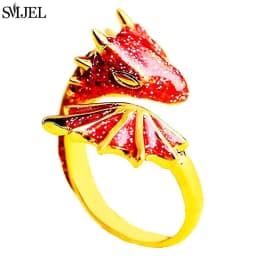 SMJEL Vintage Animal Shape Adjustable Ring Punk Ancient Dragon Rings Thai Silver Boyfriend Jewelry Unique Snake Ring Bijoux 2025