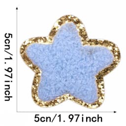 10pcs Set Chenille Self-Adhesive Patches Shiny Glitter Base Lightning Star Rainbow Patch for Bags Hats Jackets Clothing