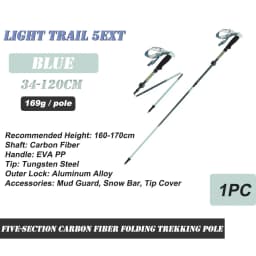 Naturehike Climbing Poles Lightweight 5-Section Carbon Fiber Folding Trekking Pole Hiking Walking Stick Light Trail 5-EXT Cane