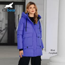 ICEbear Women's Winter Padded Jacket 2024 Hooded Zipper Warm Stylish Coat GWD3781I