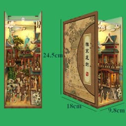 DIY Wooden Book Nook Shelf Insert Kits Miniature Cherry Blossom Bookends Japanese Doll Houses Toys Bookshelf Gifts Home Decor