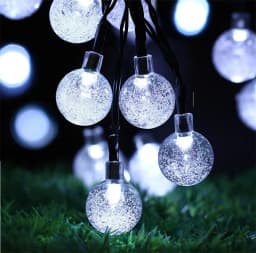 Solar 5/7/12m Outdoor LED Crystal Globe String Light Fairy Light for Garden Wedding Christmas Home Room 2025 Ramadan Decoration