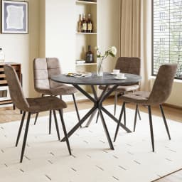 Dining Table and Chairs Set of 4, Folding Round Kitchen Table With Chairs for Dining Room,Kitchen