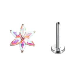 F136 Titanium Six-Petaled Flower Lip Piercing 16G Zirconia Labret Tragus Helix Cartilage Nose Jewelry Earrings