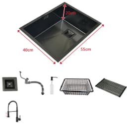Nano Matte Black Kitchen Sink Above Counter or Undermount Sinks Vegetable Washing Basin Stainless Steel Single Bowl Sink Kitchen