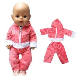 38cm doll clothes for 43cm Bebe doll boy clothes pants blue elephant set for 17" doll fur pajama