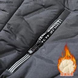 Men Winter Hooded Padded Jacket Waterproof Windproof Quilted Fleece Lined Thick Warm Full Zipper Casual Snow Outerwear for Male