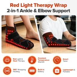 Red Light Ankle & Elbow Support Brace Pad, Wireless Portable Infrared Light 153 LEDs 660nm Thermal Device for Elbow Foot Care