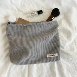 Solid Color Corduroy Makeup Pouch Cosmetic Bag Large Capacity Storage Bag Portable Wash Skincare Toiletry Bag Travel Organizer