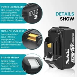 100% Original Makita Battery, 6.0Ah Rechargeable Battery 18V, Replacing Makita BL1830B L1840B L1850B L1860B, Power Tool Battery