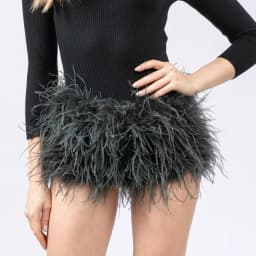 Real Ostrich Feather Fur Short Pants Hot Pants Sex Fashion 23A0409