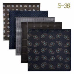 5 Pieces Mens Jacquard Pocket Square Set Multi Styles Handkerchief Suit Pocket Towel Hanky Vintage Business Accessories Gift