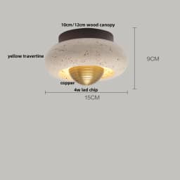 IWHD Wood Canopy LED Ceiling Light Fixture Nordic Modern Simple Ellipse Natural Yellow Travertine Ceiling Lamp Lamparas De Techo