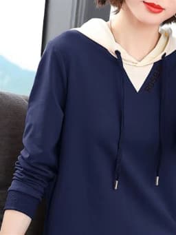 Spring Autumn Thin Hoodie Women's Long Sleeve Top Large Size Base Shirt Fake Two-Piece Comfortable Breathable Commute Style