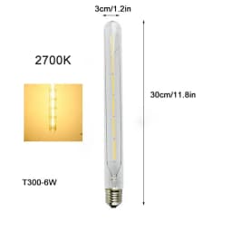 100-240V 6000K LED Filament Light Bulb 110V 120V 6500K Tubular Edison Bulbs T10 T185 T225 T30 T300 Long Tube 4W 6W 8W LED Bulb
