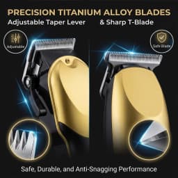 Professional Cordless Hair Clipper Set for Men Rechargeable Electric Trimmer LED Display T-Blade Barber Kit with 8 Combs Scissors & Cape