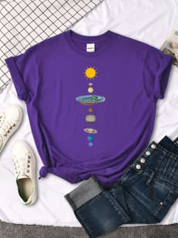 The Eight Planets Of The Solar System Print Famale T Shirt Casual New Tshirt Oversized Soft Top Fashion Style Women's Tshirt