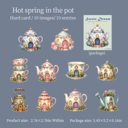 Journal GO 10pcs Fairy Tale Forest House Stickers, Vintage Mushroom Teapot Cottage Decal for Scrapbooking Journaling & Craft DIY