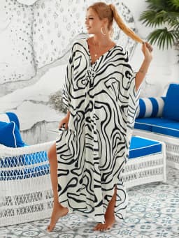 Plus Size Kaftan Dresses for Women Wave Neck Swimsuit Cover Up Caftan Dress Plus Size Oversized Long Beach Dress