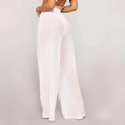 Women See Through Boho Wide Leg High Waist Trousers 2026 New Beach Long Loose Mesh Sheer Pants Hot
