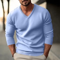 Autumn Winter Men's Knit Pullovers Solid Color V-Neck Slim Fit Long Sleeve Knitted Sweater Men Fashion Casual Pullover Sweaters