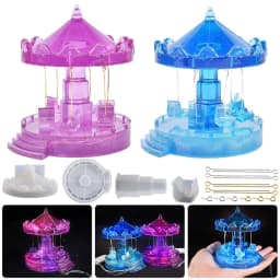 DIY Resin Mold 3D Carousel Horse Rotating Music Box Silicone Resin Epoxy Casting Mould Jewelry Box for DIY Craft Home Ornament
