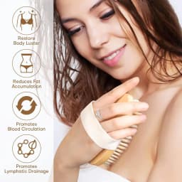 Dry Brushing Body Brush, Natural Bristle Exfoliating Brush with Massage Nodes, for Lymphatic Drainage and Improving Skin Health
