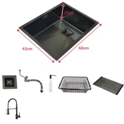 Nano Matte Black Kitchen Sink Above Counter or Undermount Sinks Vegetable Washing Basin Stainless Steel Single Bowl Sink Kitchen