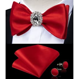 Classic White Selr-tie Bowtie with Ring Pocket Square Cufflinks Set Fashion Solid Men's Bow Tie for Wedding Groom Business Knots