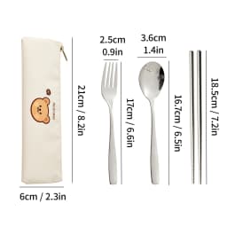 WORTHBUY Dinnerware Set Stainless Steel Cutlery Set With Tableware Bag Kitchen Utensil Travel Portable Spoon Fork Chopsticks