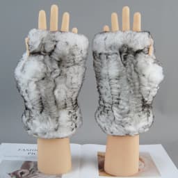 2026 New Fashion Real Rex Rabbit Fur Gloves Women Winter Genuine Fur Mittens Girl Fingerless Gloves Wrist Warmer Elastic Fluffy