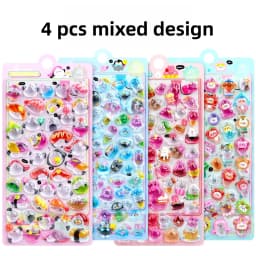 1 pc/4 pcs Cartoon Fruit Sushi Food Drop 3D Relief Stickers Scrapbooking DIY Journaling Sticker Cute Stationery Sticker Gift