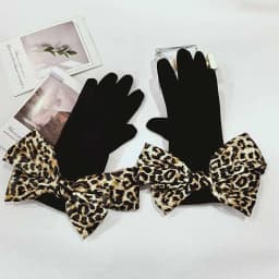 Korean Love Knitted Bow Cold Proof Full Finger Touch Screen Gloves For Women's Winter Plus Velvet Thicken Windproof Driving Warm