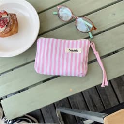 Small Cosmetic Make Up Bag Mini Canvas Striped Organizer Bags for Women Lipstick Makeup Case Children Cute Purse Coin Pouch Case