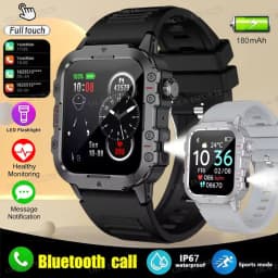 New Flashlight Military Smart Watch Men IP68 5ATM Outdoor Sports Fitness Tracker Health Monitor 1.44Inch BT Call Smartwatch HT30