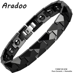 ARADOO Premium Ceramic Titanium Steel Bracelet for Men Women with Hematite Magnetic Therapy Wristband Jewelry Gifts