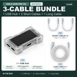 HMLAB ZNEO Gaming USB Hub - 2-to-3 Port, 8K Hz, Independent Power, With Screen, Trendy for Gaming Ambience Desk Setup