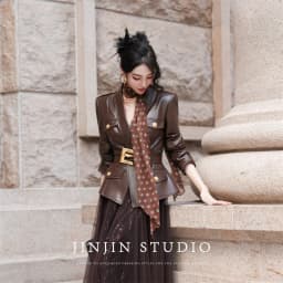 Leather Jacket Women's Jackets Spring and Autumn Cardigan Ladies' Senior Leather Coat Waist Temperament Design Sense Coat Tide