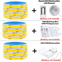 3AA Battery Box 8mm COB LED Strip 5V 320LEDs/m Flexible Tape Remote Control/PIR Motion Sensor Adhesive LED Light Strip 9 Colors