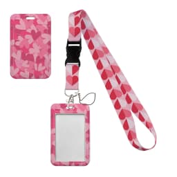 Simple Marble Heart Rainbow Card Holder with Buckle Lovely Hanging Rope ID Pass Hang Accessories Holder Lanyard Passr Case