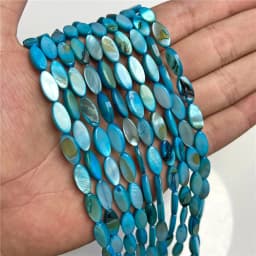 Oval Colorful Shell Beads Rice Shape Natural Mother of Pearl Shell Spacer Beads for Jewelry Making DIY Craft Accessories 15"