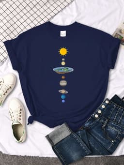 The Eight Planets Of The Solar System Print Famale T Shirt Casual New Tshirt Oversized Soft Top Fashion Style Women's Tshirt